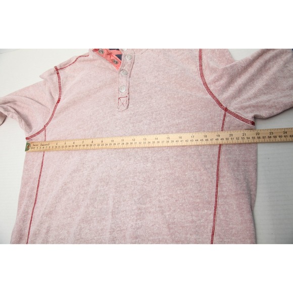 Tommy Bahama Pullover Mens Medium Red Snap Mock Neck Long Sleeve Cotton Henley - Picture 6 of 10